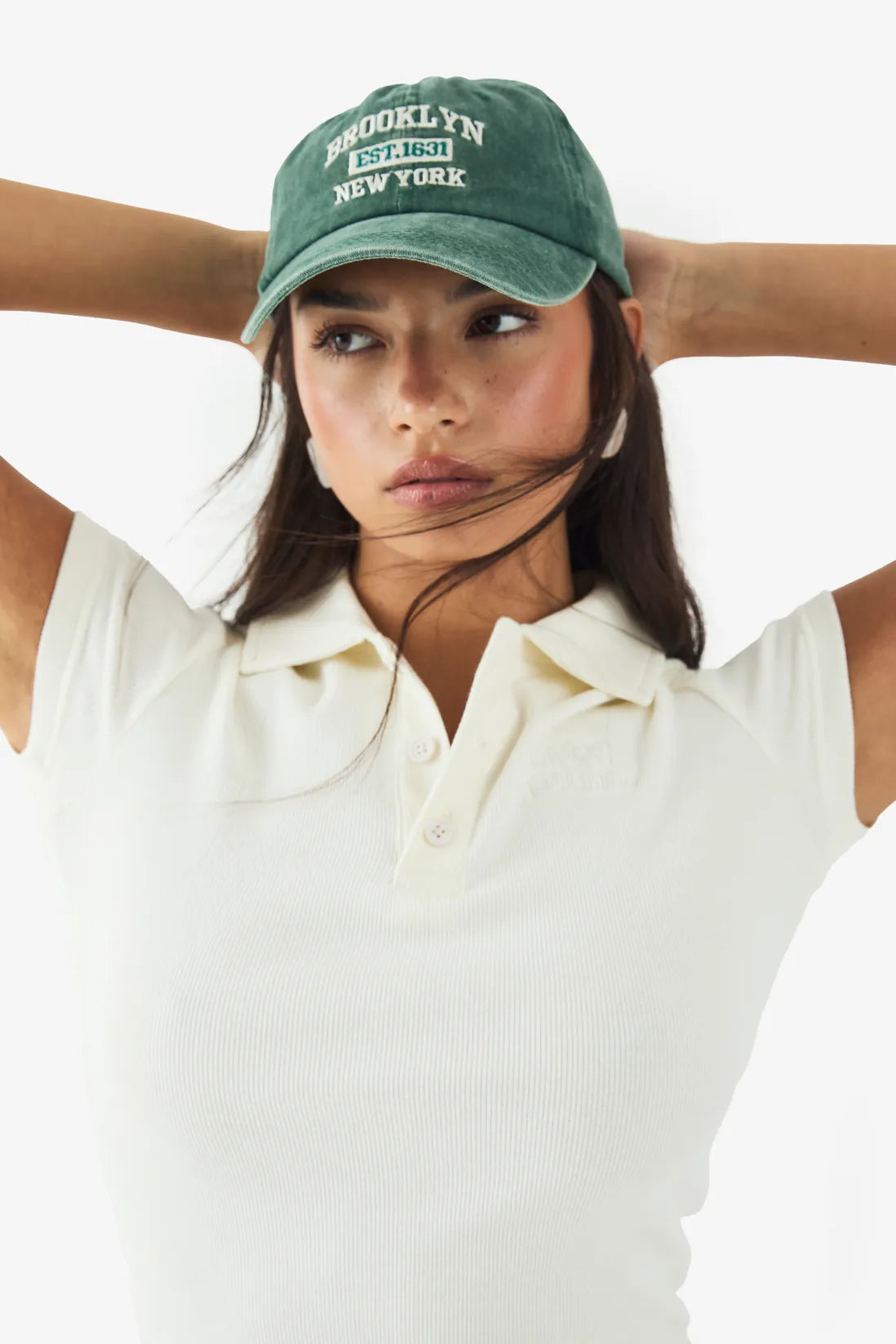 Embroidered Ribbed Polo Top