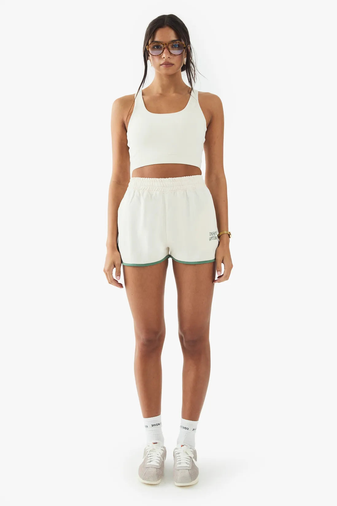 Short de course à passepoils en tricot 